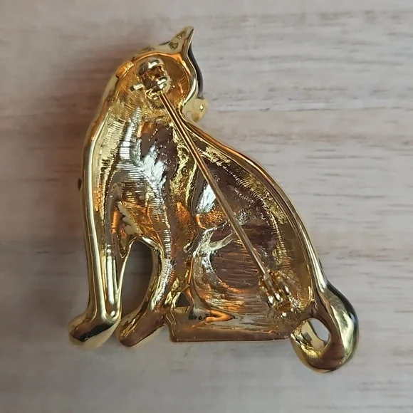Vintage Enamel Cat Brooch - Picture 3 of 5